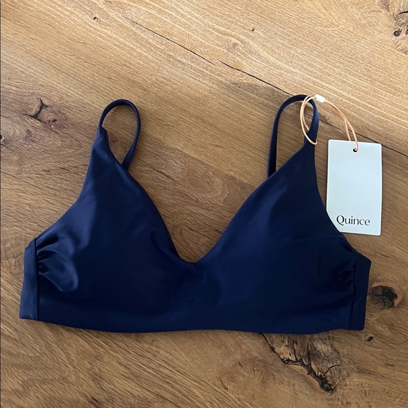 Quince Navy Blue Bikini Set NWT XS Minimalist High Waisted 2 Piece Swim - Picture 3 of 11
